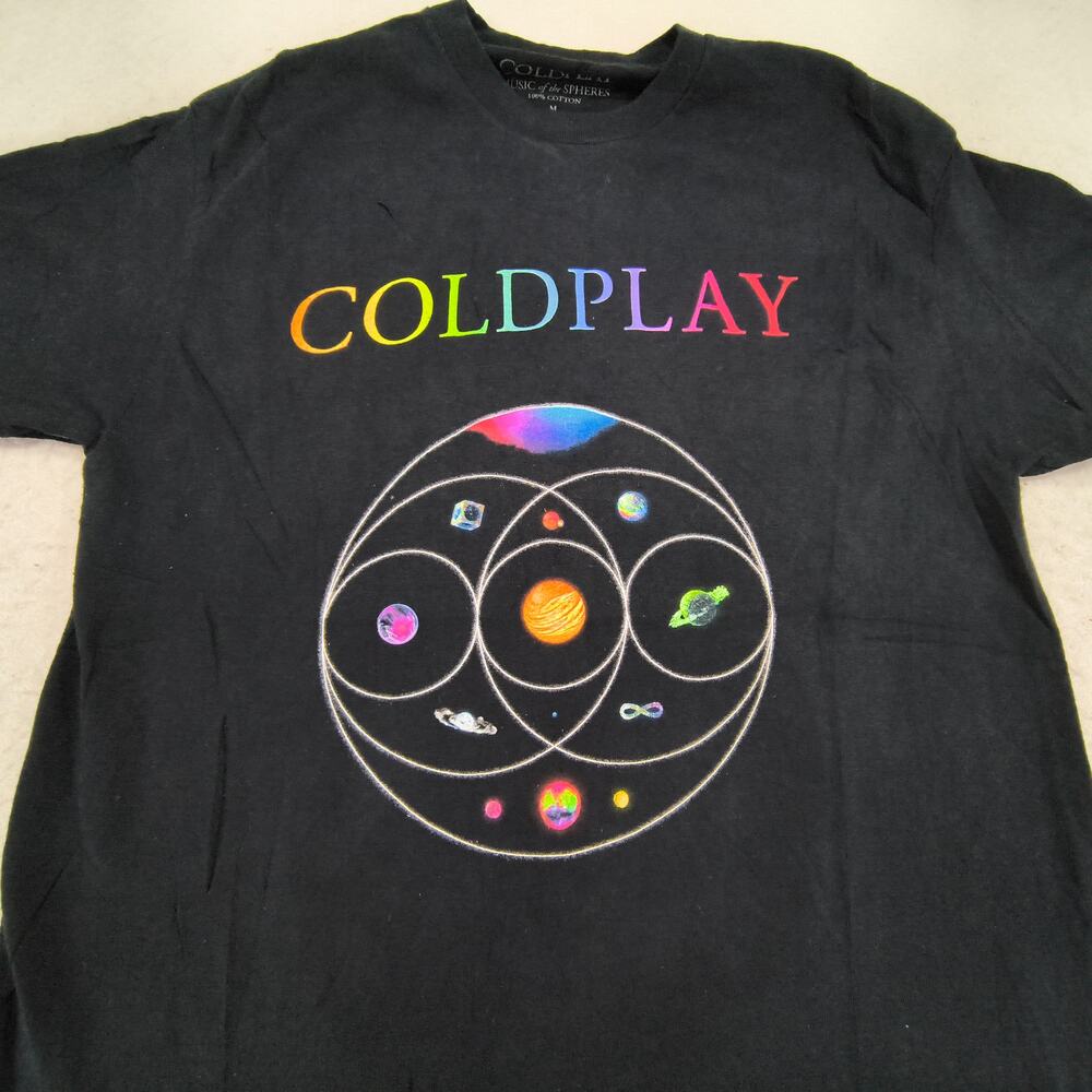 Coldplay Music of the Spheres Band Graphic Shirt Adult Mens Size Medium M Black